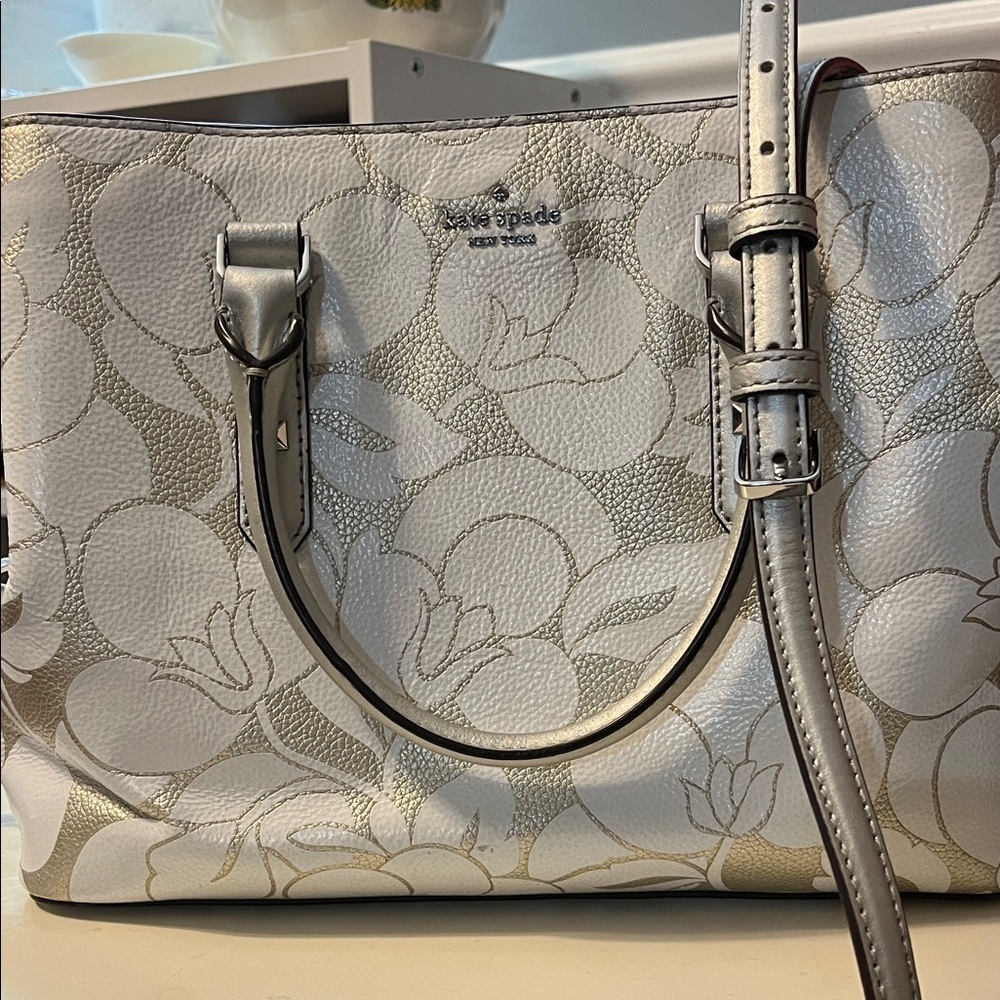 Kate Spade Silver Floral Satchel